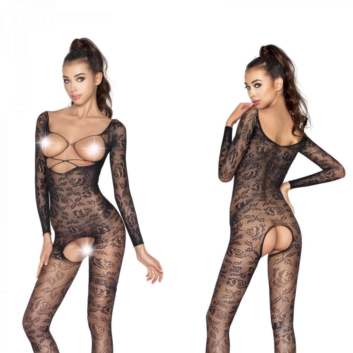 Bodystocking erotyczny damski koronkowy – czarny