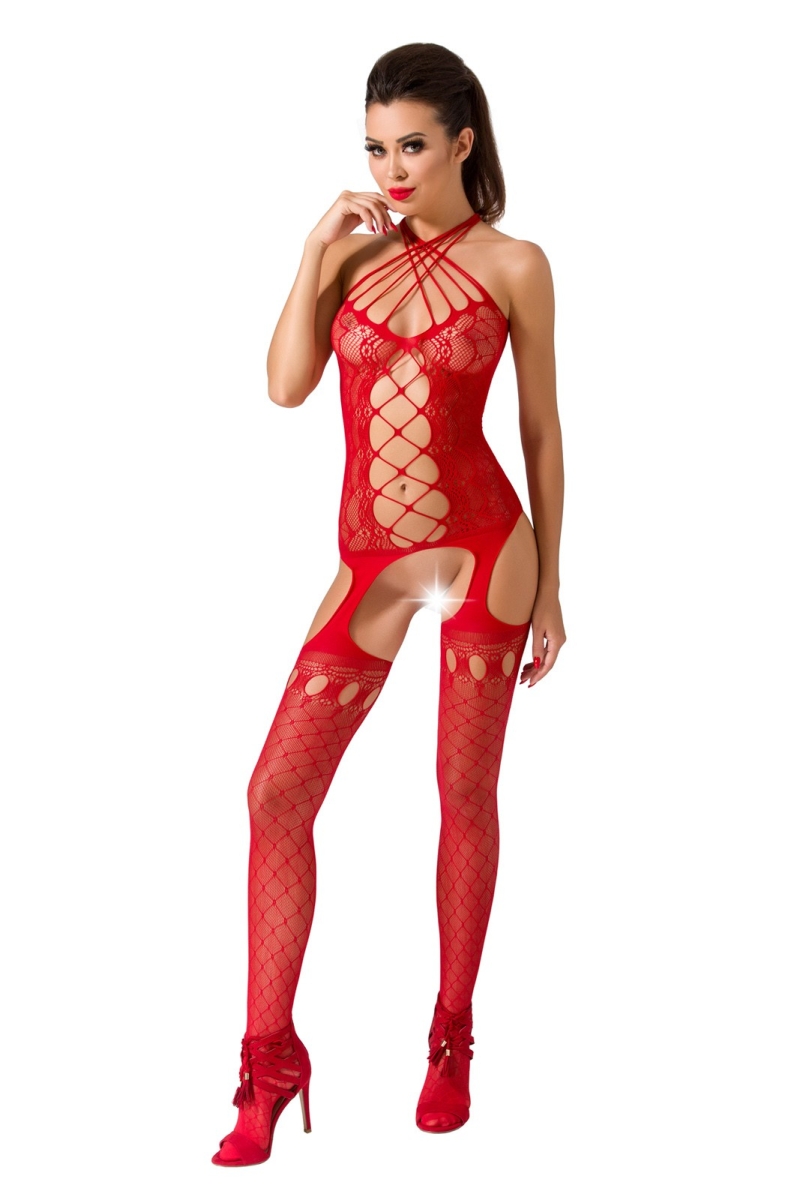 Bodystocking erotyczny damski koronkowy – czerwony