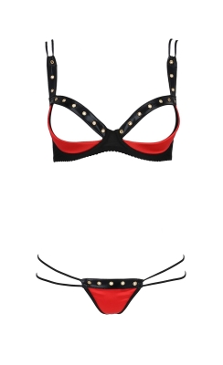 MIDORI SET WITH OPEN BRA red