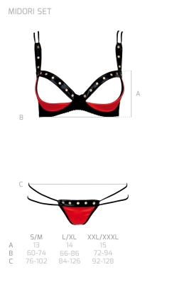 MIDORI SET WITH OPEN BRA red