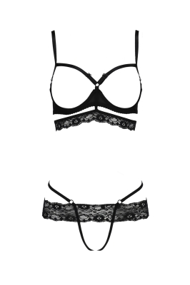 SARIA SET WITH OPEN BRA black