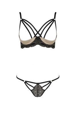 VALERY SET WITH OPEN BRA black