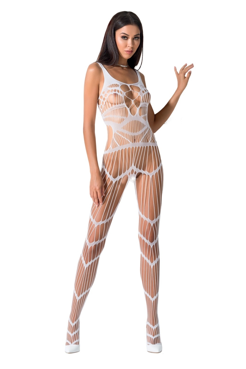 Bodystocking erotyczny damski siatkowy – biały