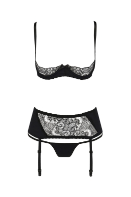 ALINA SET WITH OPEN BRA black