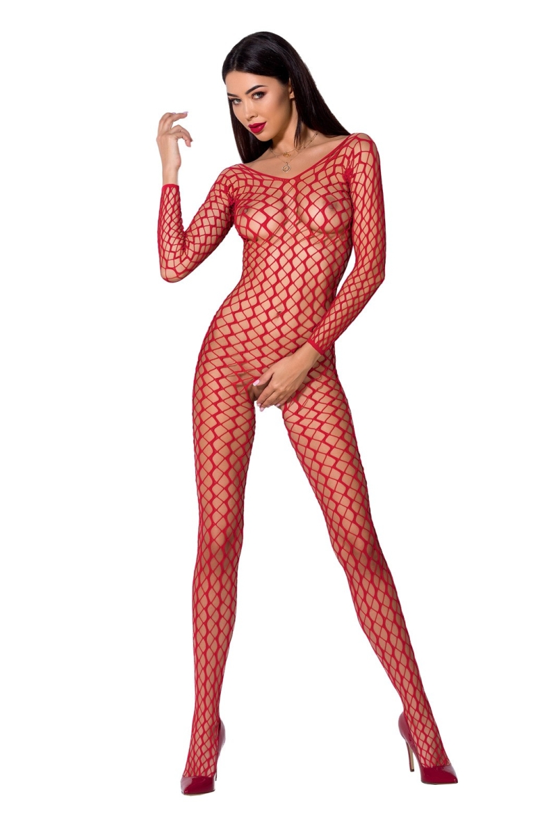 Bodystocking erotyczny damski siatkowy – czerwony