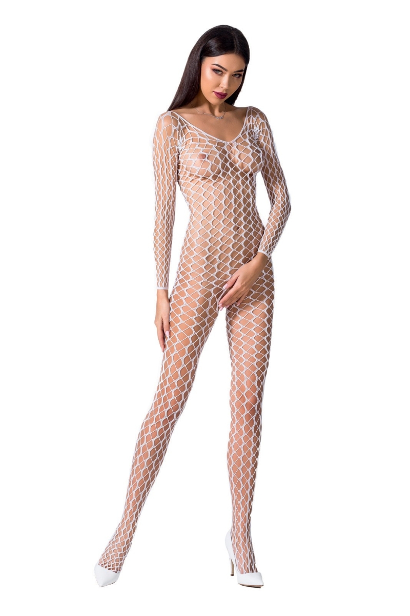 Bodystocking erotyczny damski siatkowy – biały