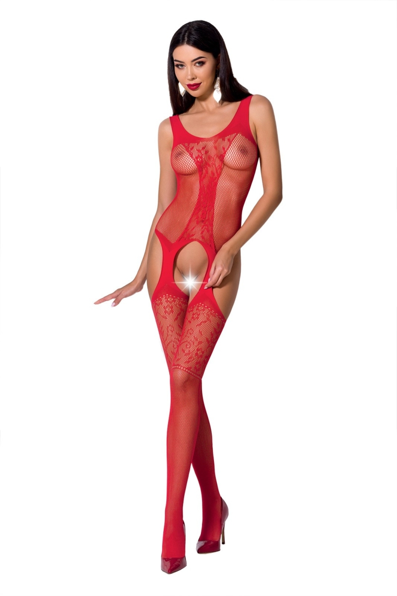 Bodystocking erotyczny damski siatkowy – czerwony