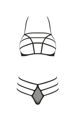 RITA SET WITH OPEN BRA black