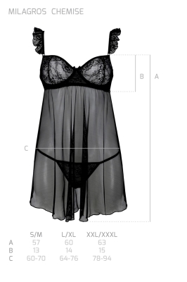 MILAGROS CHEMISE black S/M