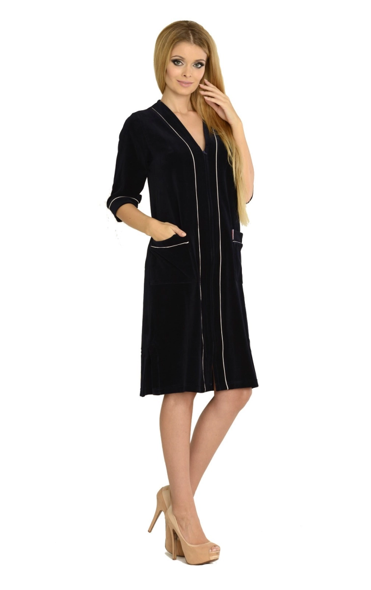 Szlafrok De Lafense 352 Zamek Welur 4XL-5XL damski