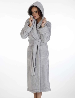 Szlafrok De Lafense 807 Luna z kapturem damski długi S-XL