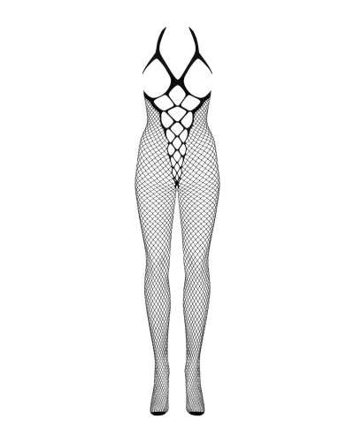 Czarne bodystocking N106 z otwartym biustem i krokiem