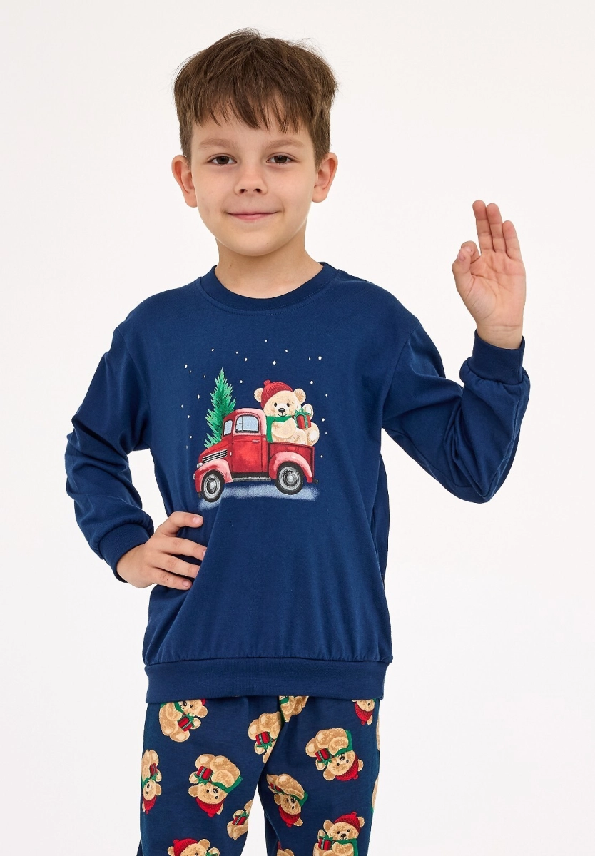 Piżama Cornette Kids Boy 593/172 Teddy 2 dł/r Christmas 86-128