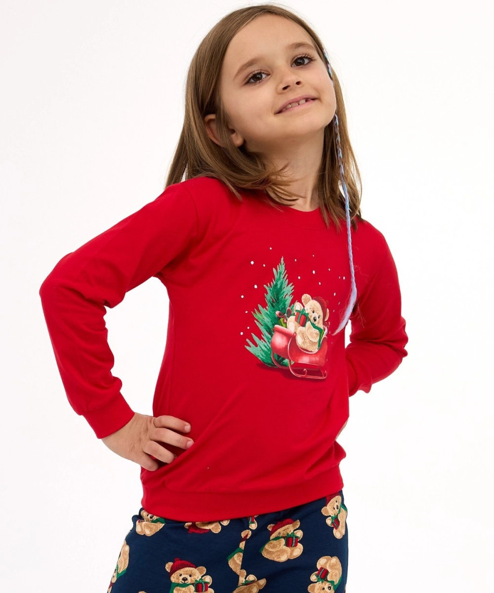 Piżama Cornette Kids Girl 594/186 Teddy dł/r Christmas 86-128