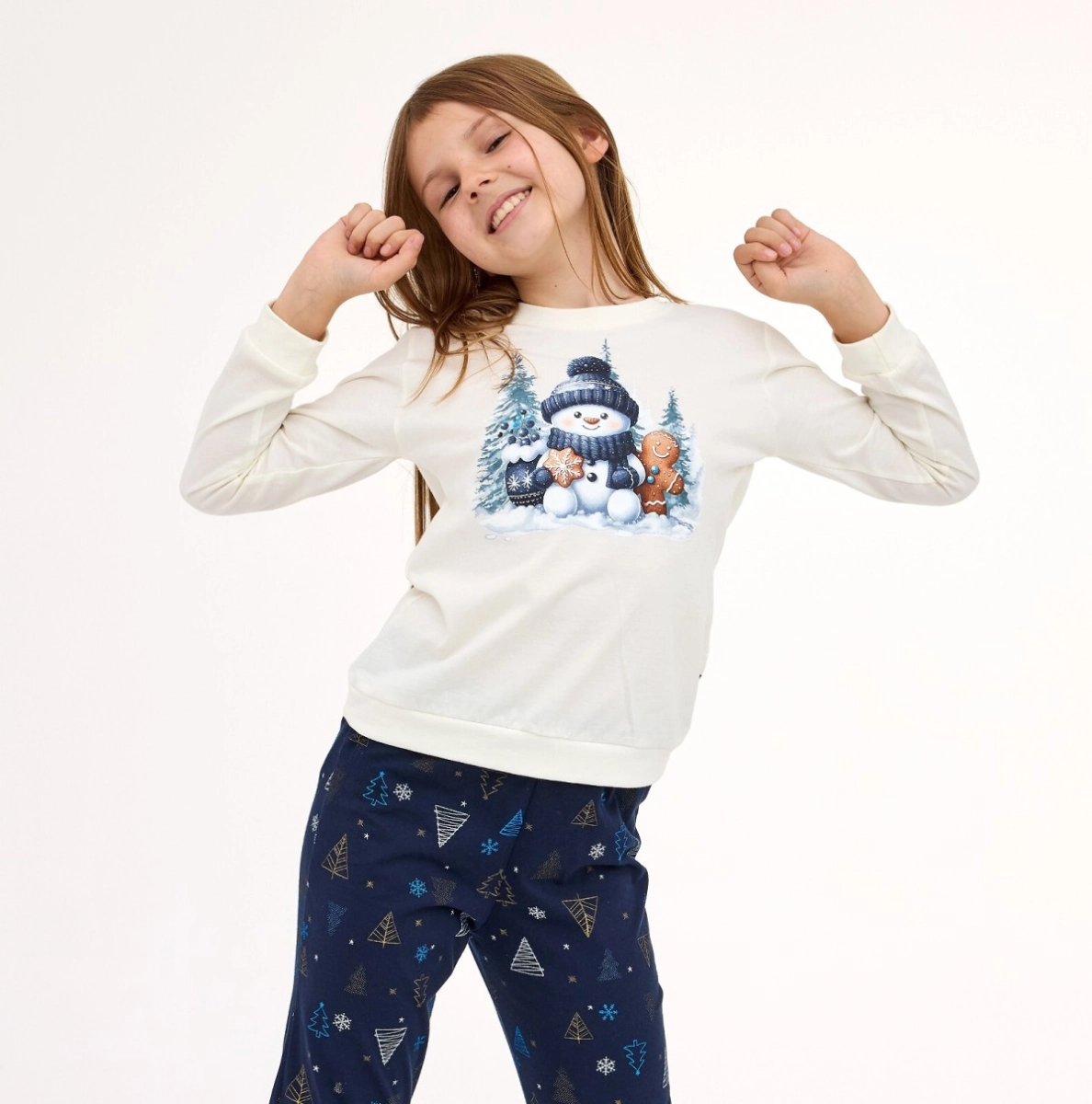 Piżama Cornette Young Girl 978/189 Snowy Day dł/r Christmas 134-164