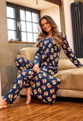 Piżama Cornette 482/459 Teddy 5 dł/r Christmas S-2XL damska rozpinana