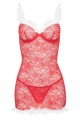 Kristinella babydoll & thong red-white