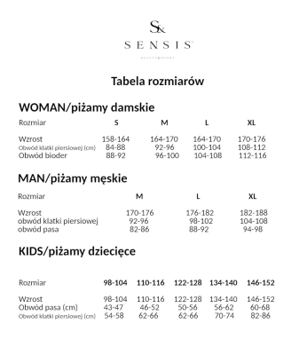 Piżama Sensis Leila dł/r XS-2XL rozpinana