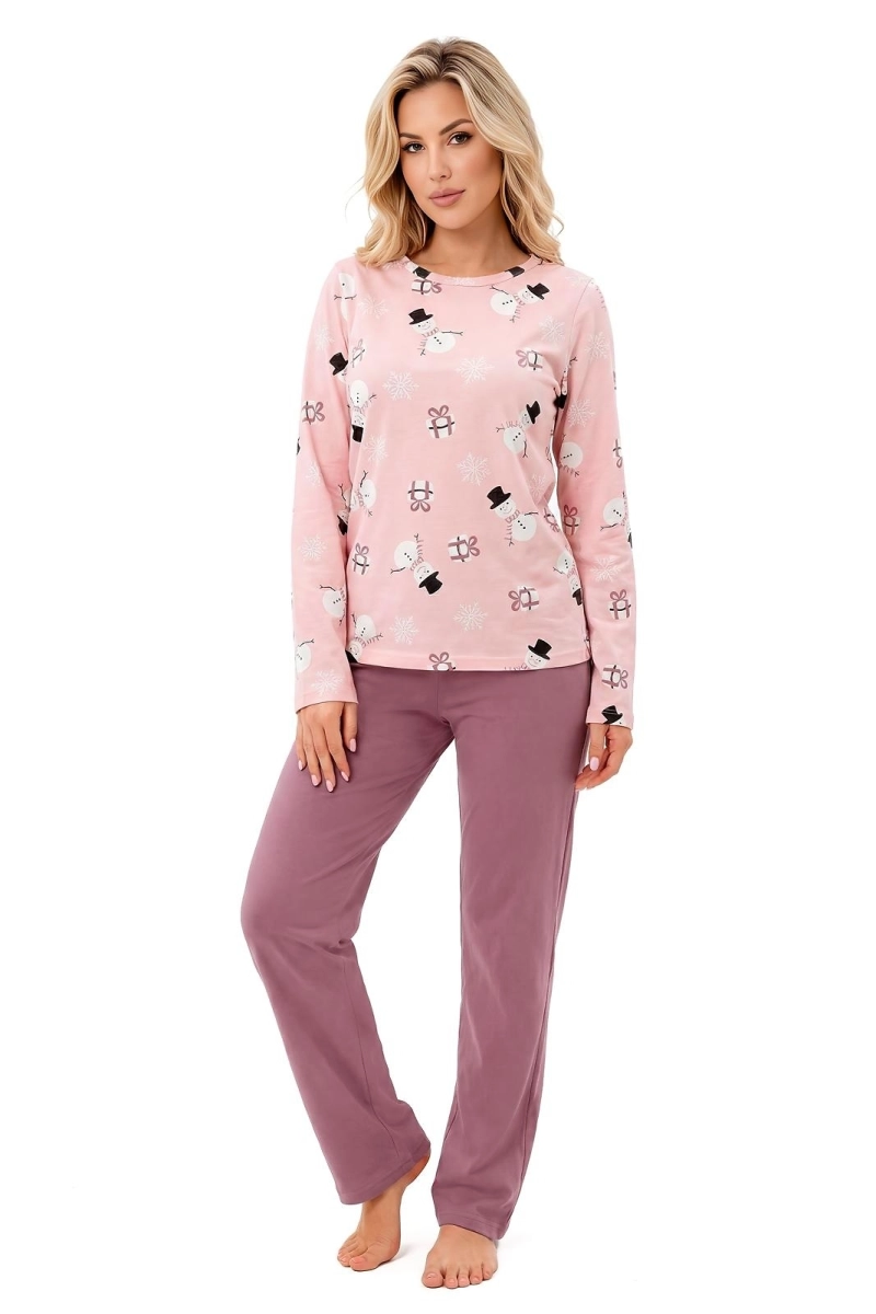 Piżama Donna Snowman Long Plum dł/r S-XL