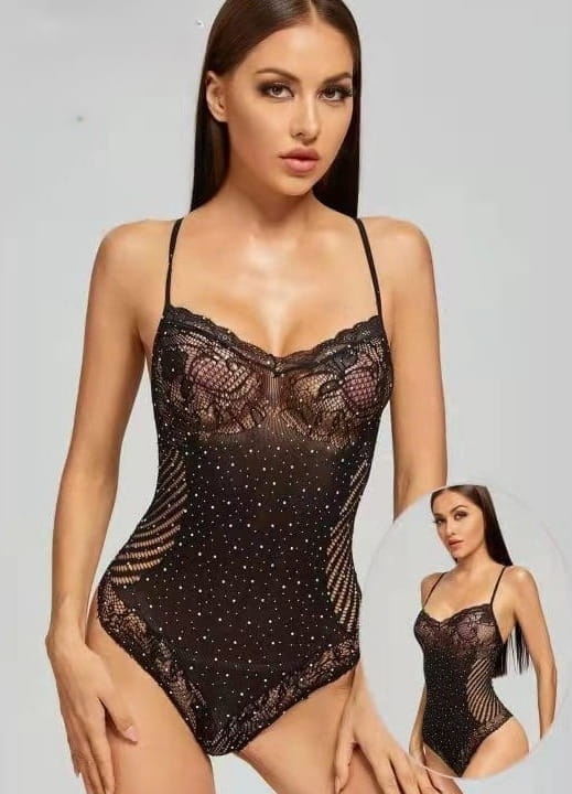 Koronkowe body z kryształkami Dodie 